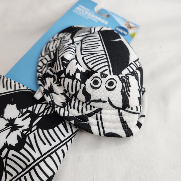 New Vibrant Life Dog Bucket Hat Bandana Matching Set XXS/XS Tropical Black White - Picture 5 of 6